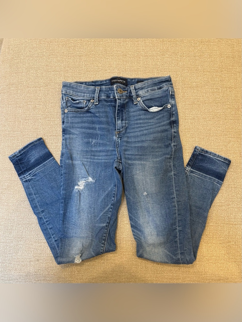 Lucky Brand Women's Medium Blue Distressed Skinny Jeans